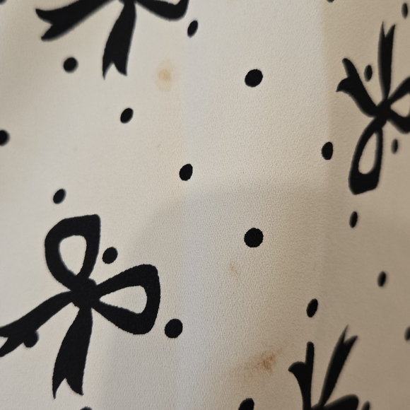 Talbots Smocked-Sleeve Bow Top Women's Size XL Casual Cottage Core Black/Cream - Picture 8 of 14